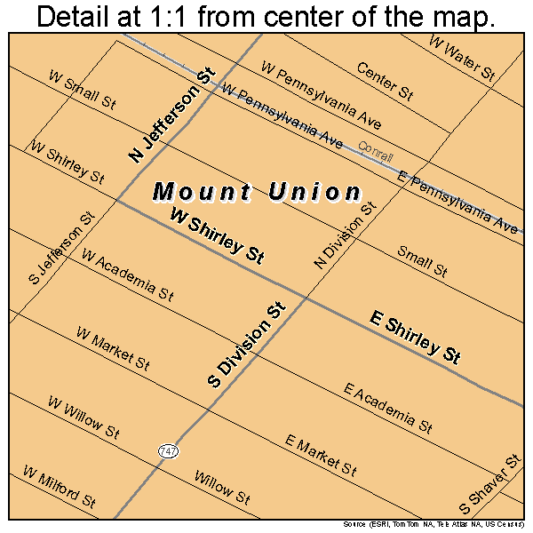 Mount Union, Pennsylvania road map detail