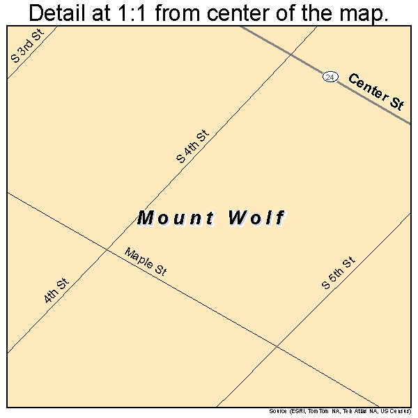Mount Wolf, Pennsylvania road map detail