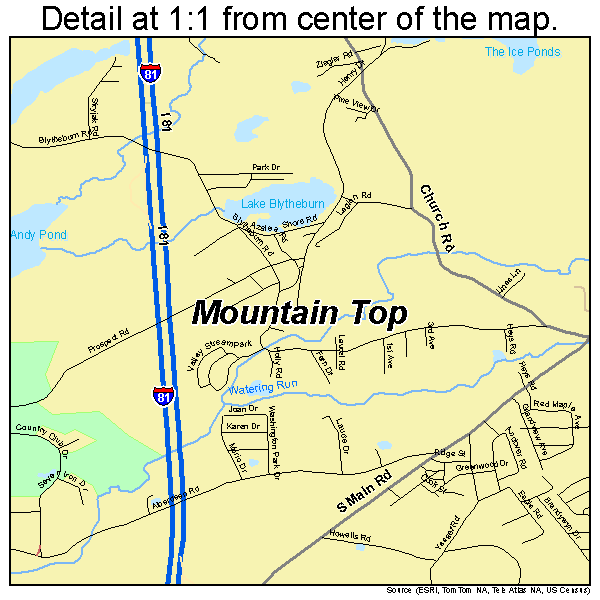 Mountain Top, Pennsylvania road map detail