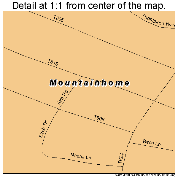 Mountainhome, Pennsylvania road map detail