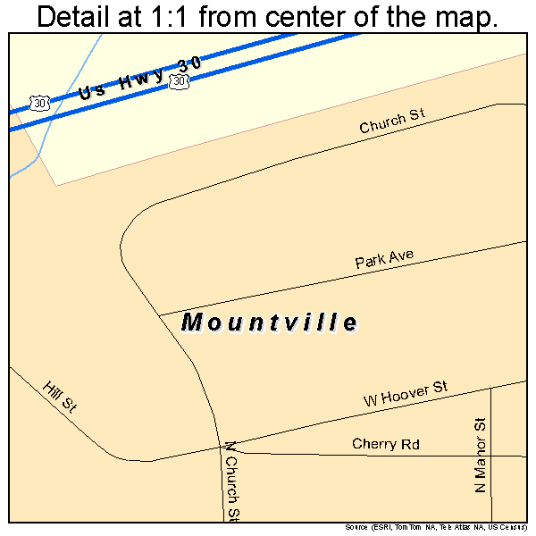 Mountville, Pennsylvania road map detail