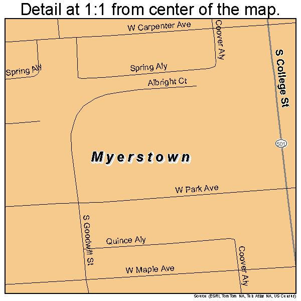 Myerstown, Pennsylvania road map detail