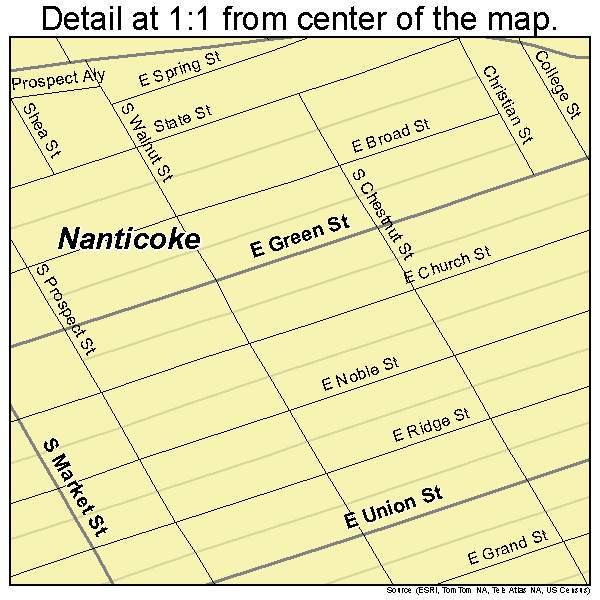 Nanticoke, Pennsylvania road map detail