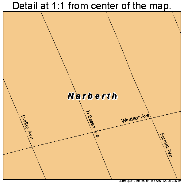 Narberth, Pennsylvania road map detail