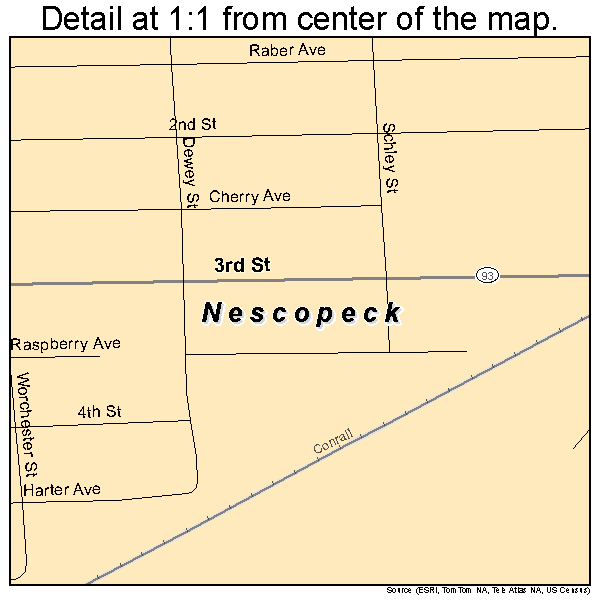 Nescopeck, Pennsylvania road map detail