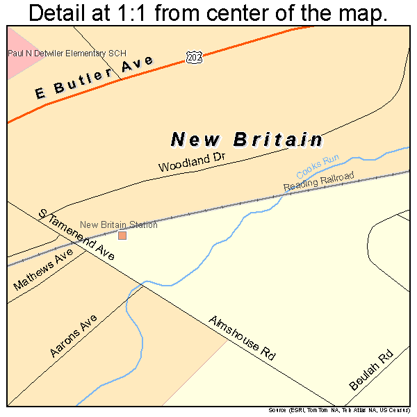New Britain, Pennsylvania road map detail