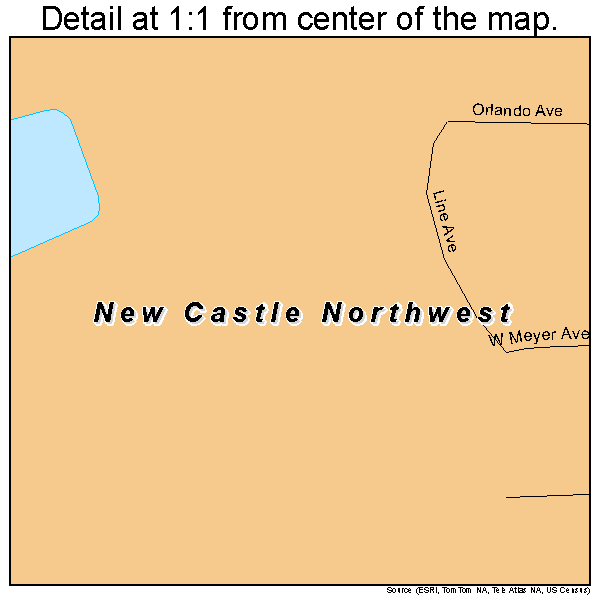 New Castle Northwest, Pennsylvania road map detail