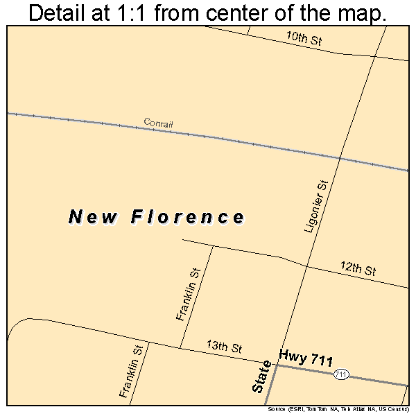 New Florence, Pennsylvania road map detail