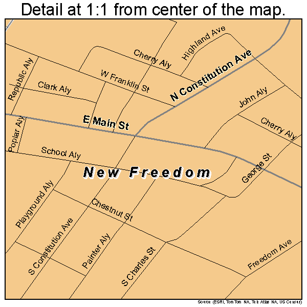 New Freedom, Pennsylvania road map detail