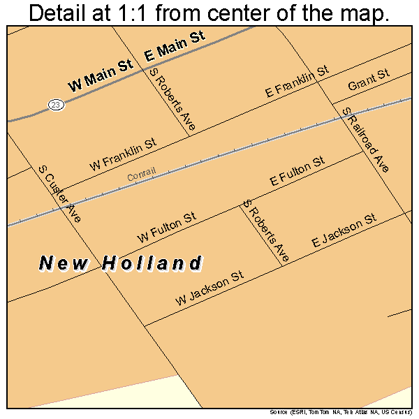 New Holland, Pennsylvania road map detail