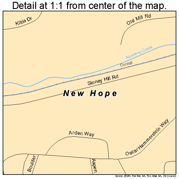 New Hope, Pennsylvania road map detail
