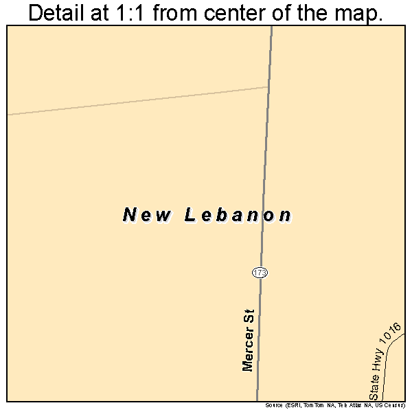 New Lebanon, Pennsylvania road map detail