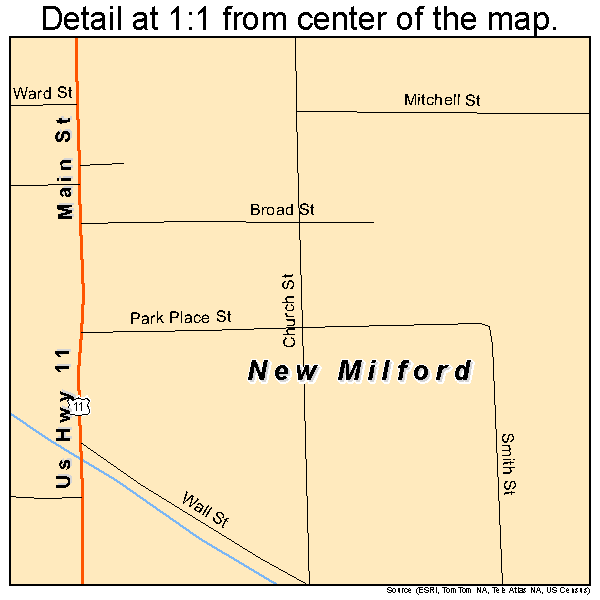New Milford, Pennsylvania road map detail