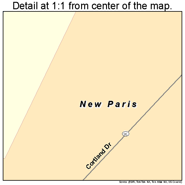 New Paris, Pennsylvania road map detail