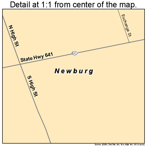Newburg, Pennsylvania road map detail