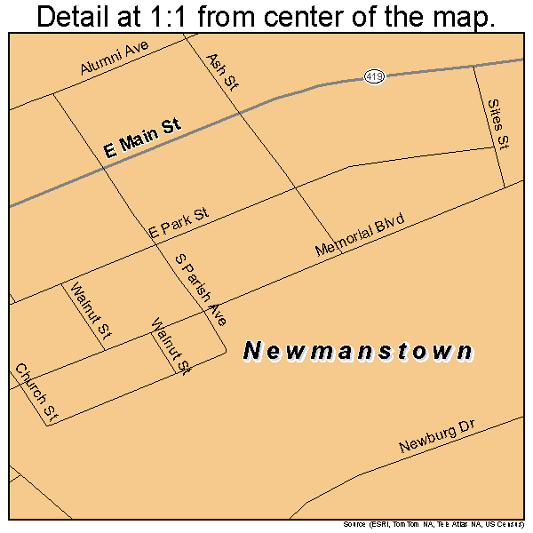 Newmanstown, Pennsylvania road map detail