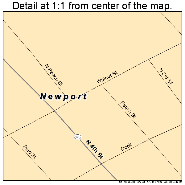 Newport, Pennsylvania road map detail