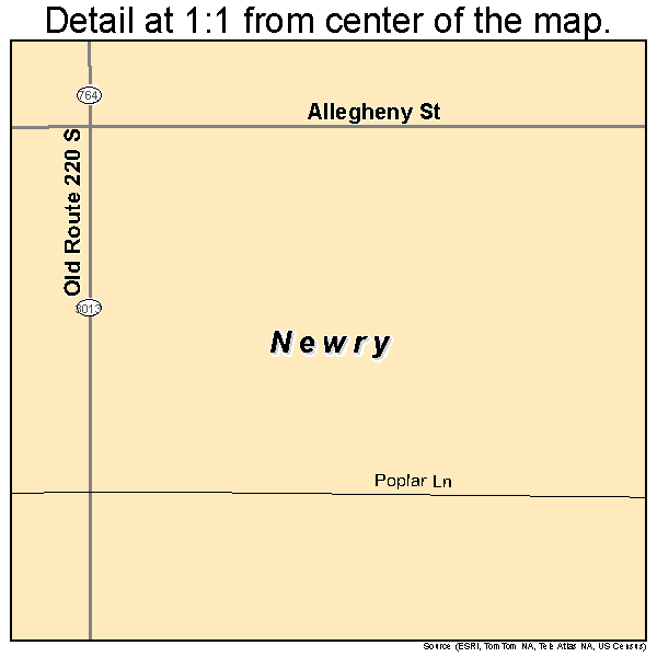 Newry, Pennsylvania road map detail