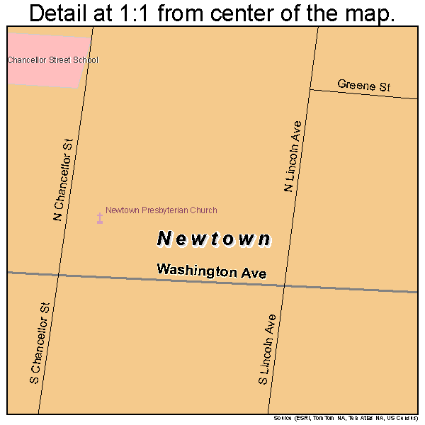 Newtown, Pennsylvania road map detail