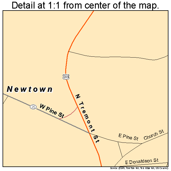 Newtown, Pennsylvania road map detail