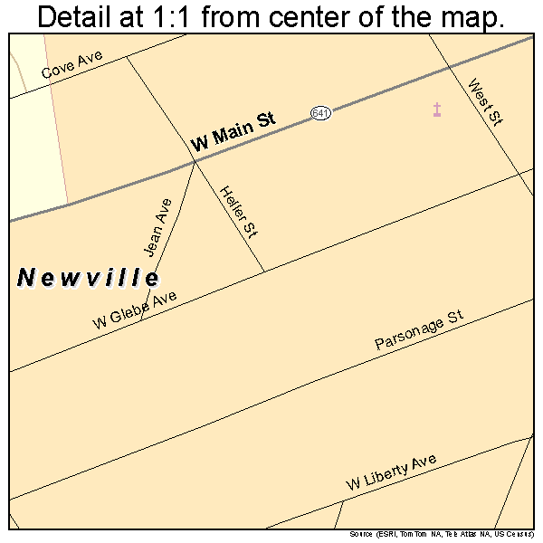 Newville, Pennsylvania road map detail