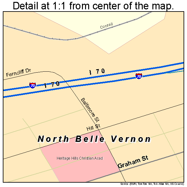 North Belle Vernon, Pennsylvania road map detail