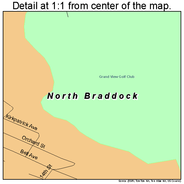 North Braddock, Pennsylvania road map detail