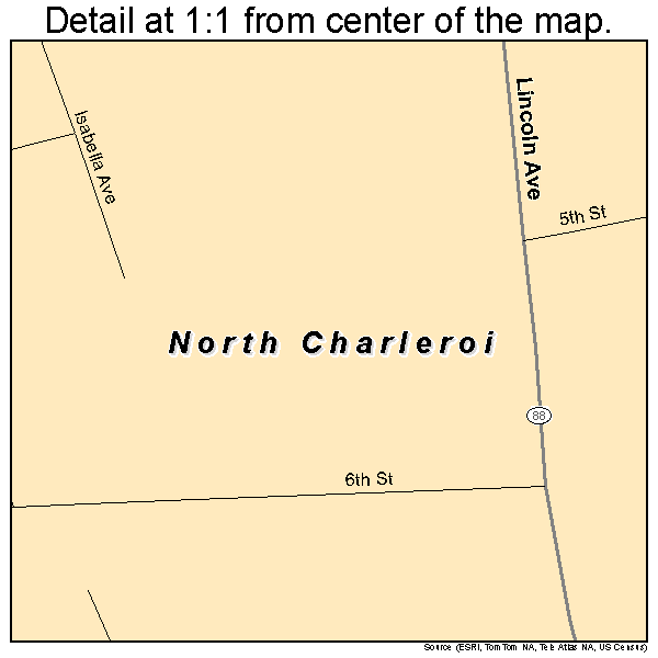 North Charleroi, Pennsylvania road map detail