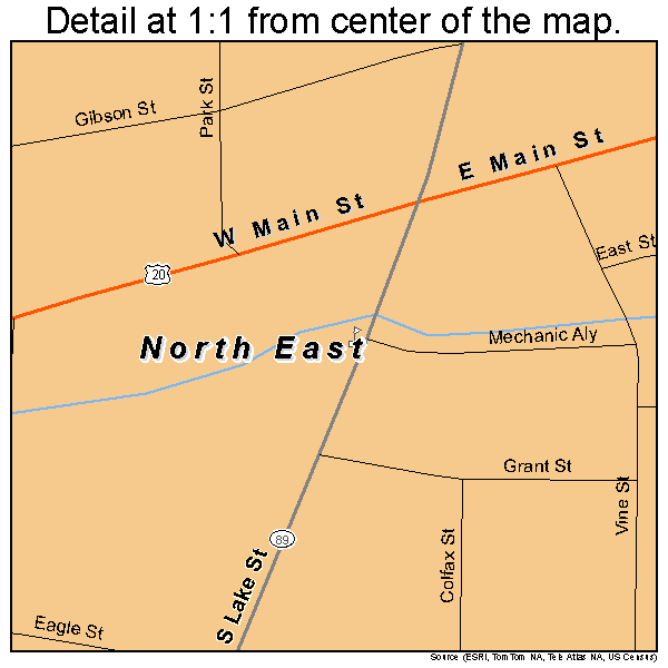North East, Pennsylvania road map detail