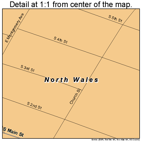 North Wales, Pennsylvania road map detail