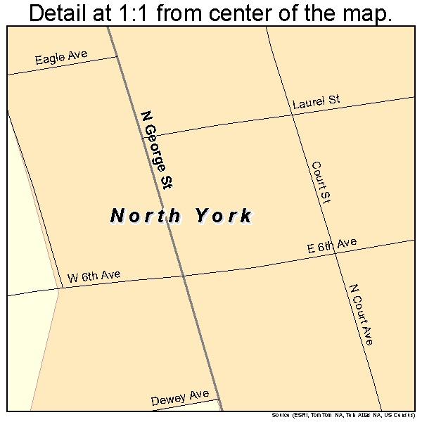 North York, Pennsylvania road map detail