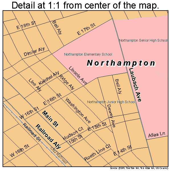 Northampton, Pennsylvania road map detail