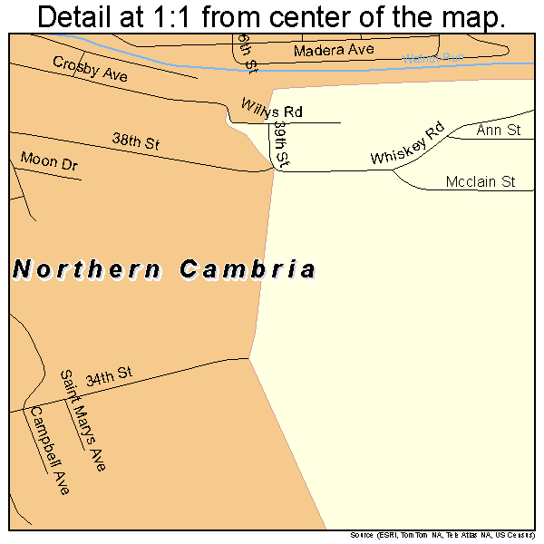 Northern Cambria, Pennsylvania road map detail