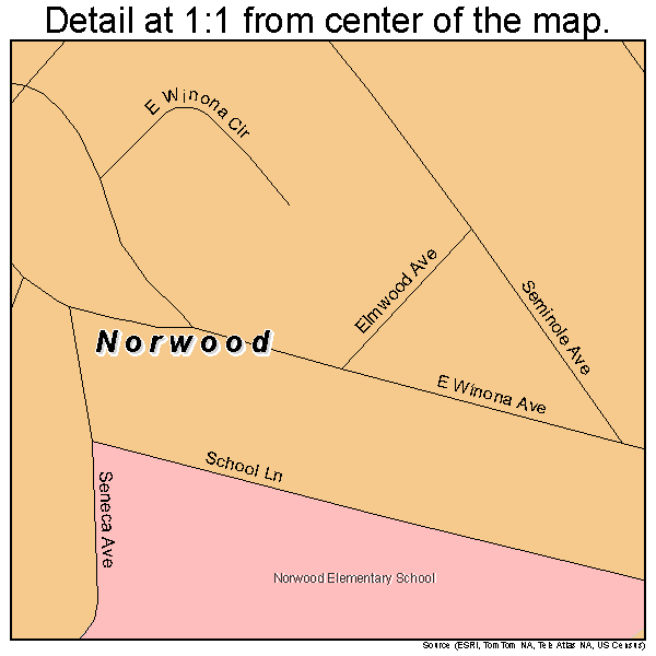 Norwood, Pennsylvania road map detail