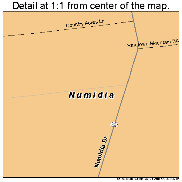 Numidia, Pennsylvania road map detail
