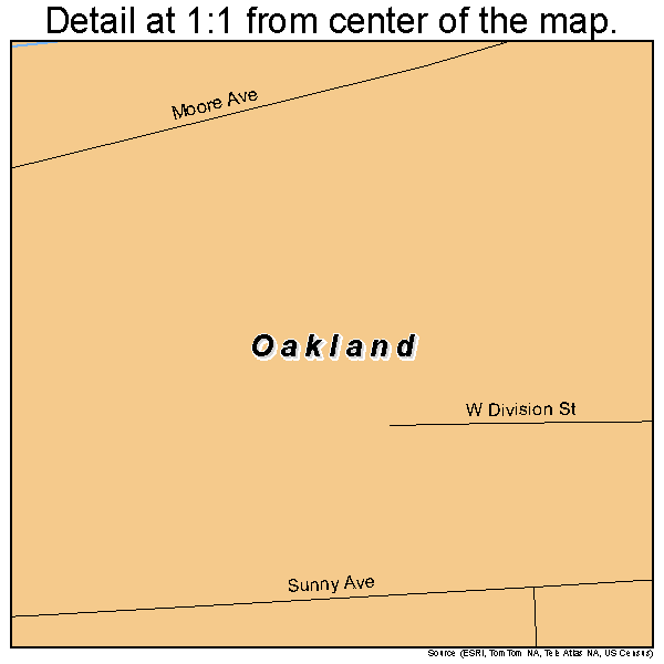 Oakland, Pennsylvania road map detail