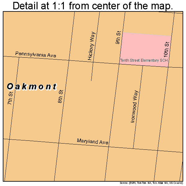 Oakmont, Pennsylvania road map detail