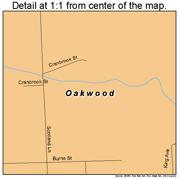 Oakwood, Pennsylvania road map detail