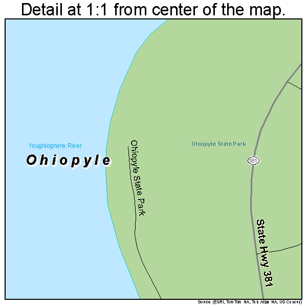 Ohiopyle, Pennsylvania road map detail