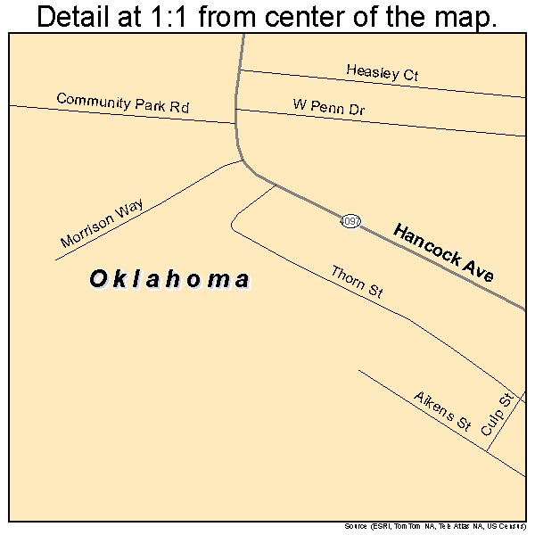Oklahoma, Pennsylvania road map detail
