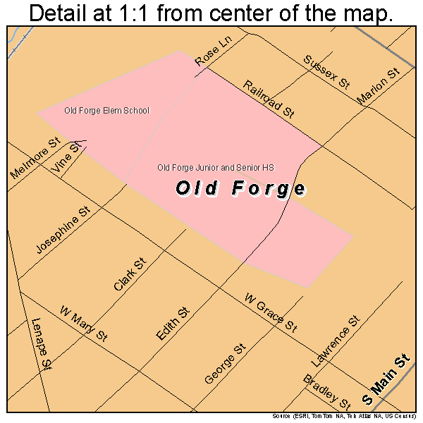 Old Forge, Pennsylvania road map detail