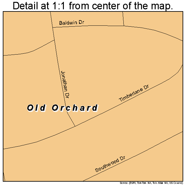Old Orchard, Pennsylvania road map detail