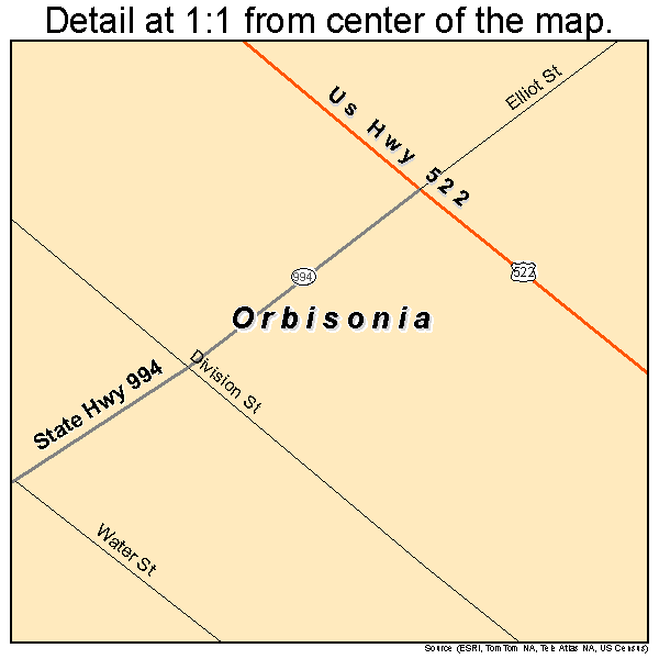 Orbisonia, Pennsylvania road map detail