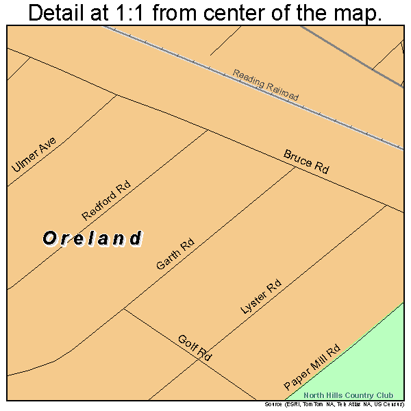 Oreland, Pennsylvania road map detail