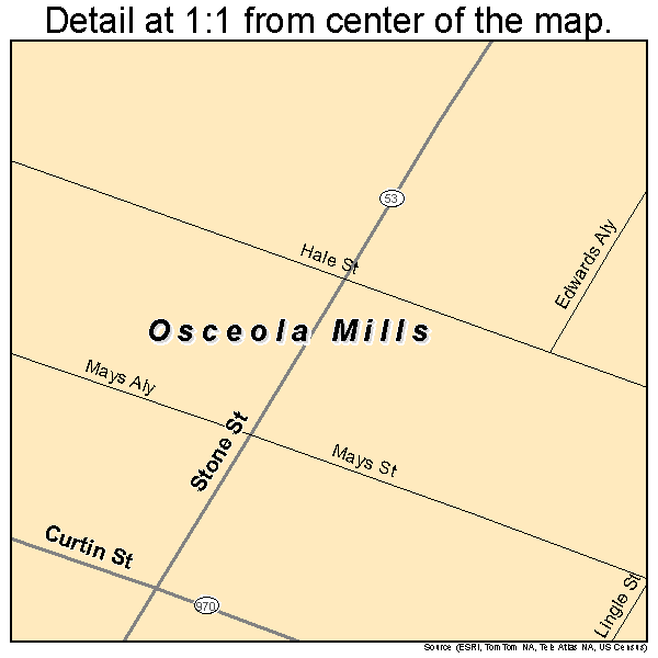 Osceola Mills, Pennsylvania road map detail