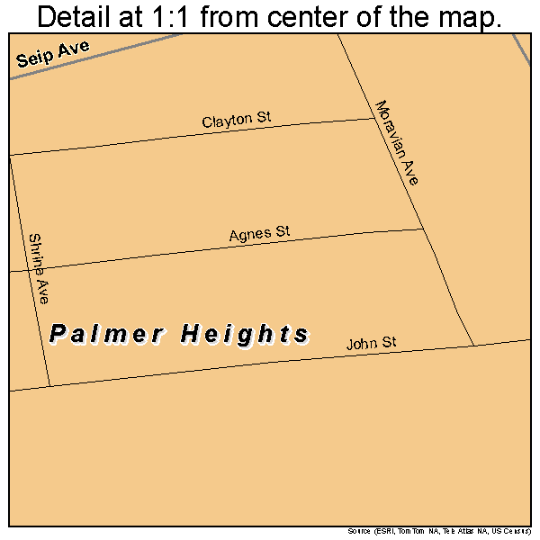 Palmer Heights, Pennsylvania road map detail