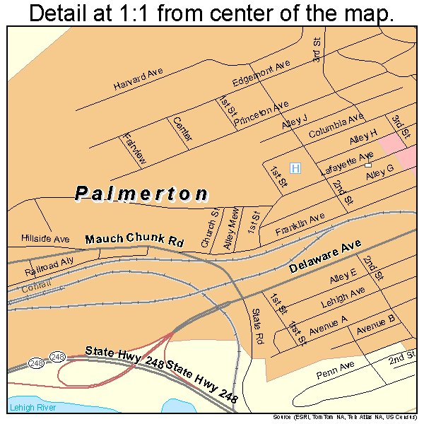 Palmerton, Pennsylvania road map detail