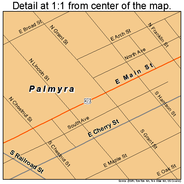 Palmyra, Pennsylvania road map detail