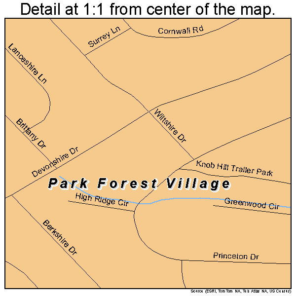 Park Forest Village, Pennsylvania road map detail