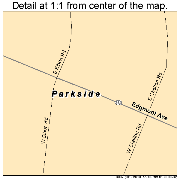 Parkside, Pennsylvania road map detail